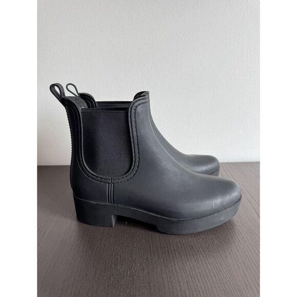 JEFFREY CAMPBELL Hydra Black Matte Platform Chelsea Rain Boots Women’s Size 9 - Picture 2 of 7